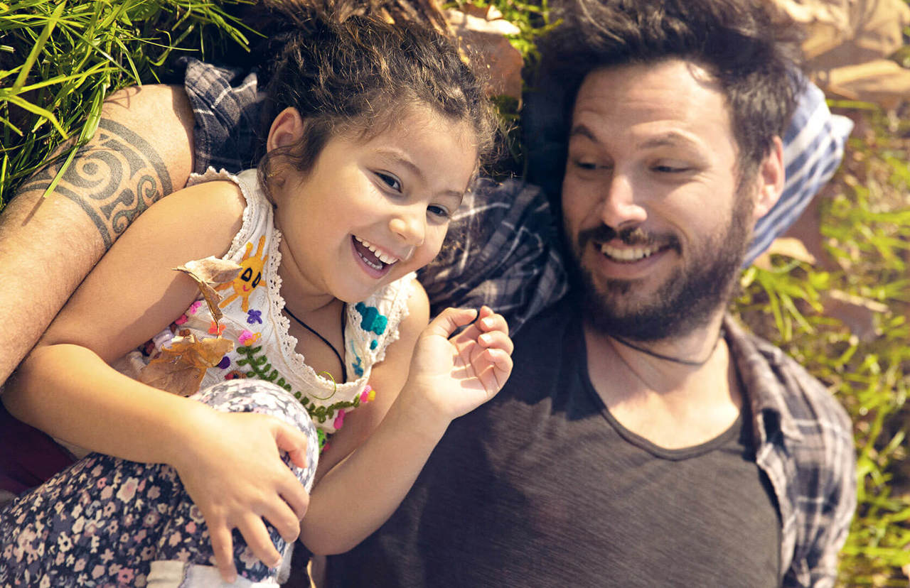 happy father and daughter 