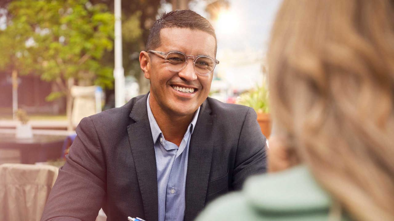 Adviser smiling at a customer