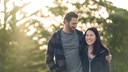 laughing couple in the park