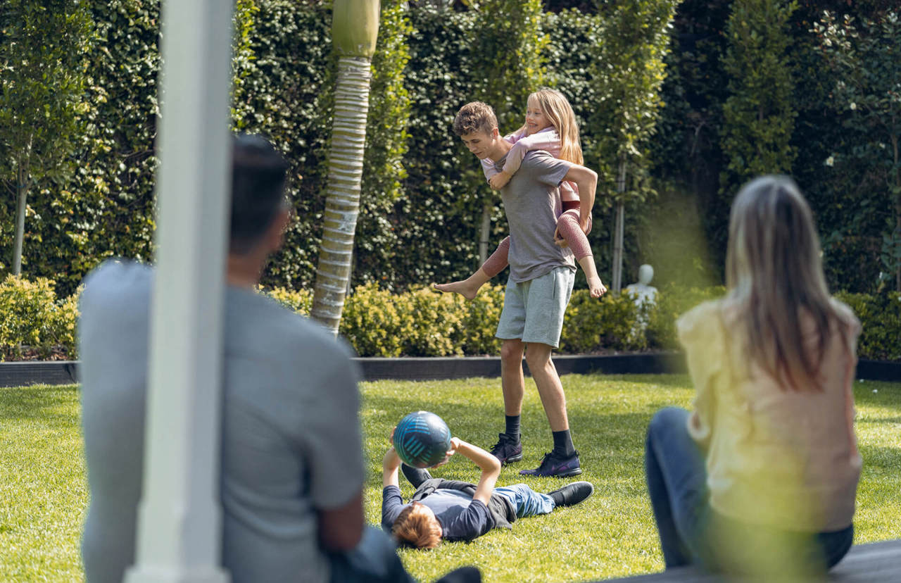 young family fun in the garden