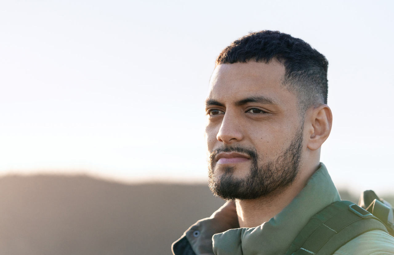 young man contemplating in the horizon