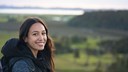 smiling young lady on a picnic